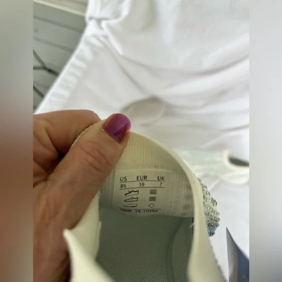 Belos White Rhinestone Slip-On Sneakers Size 8.5 - Picture 4 of 13